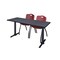 Regency Regency Cain 66 x 24 in. T-Base Training Seminar Table- Grey & 2 M Stack Chairs- Burgundy MTRCT6624GY47BY - alternate 1